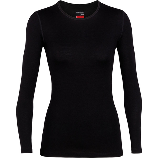 Icebreaker W 260 Tech Ls Crewe - Black - Naiset - L - Partioaitta