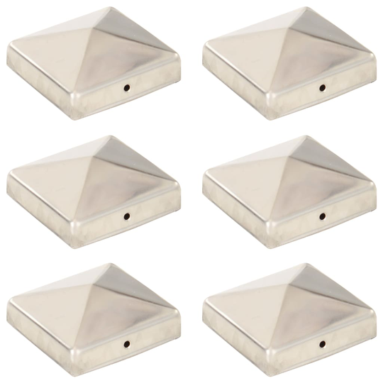 vidaXL Pyramidin muotoinen aitatolpan kärki 6 kpl teräs 81x81 mm