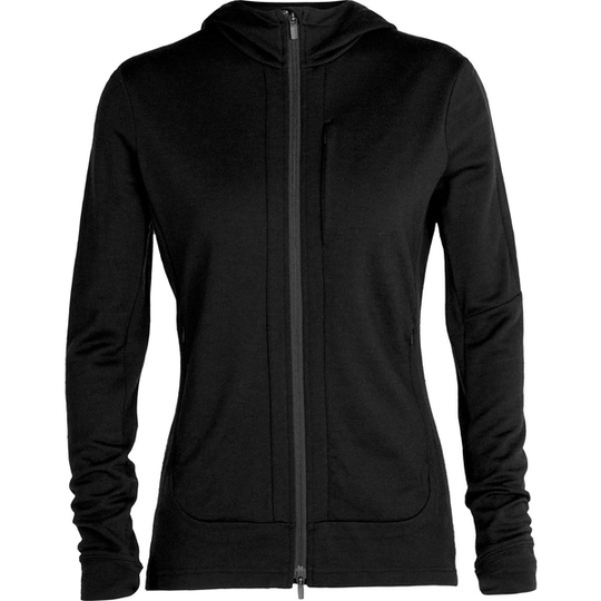 Icebreaker W Quantum Iii Ls Zip Hood - Black - Naiset - S - Partioaitta