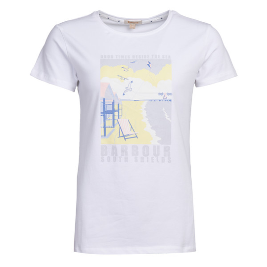 Barbour Promenade Tee - White - Naiset - 10 - Partioaitta
