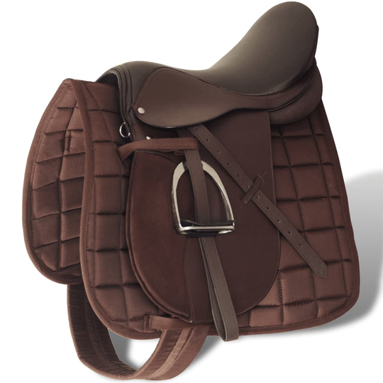 vidaXL Satulasarja 17,5" Aitoa nahkaa 18 cm 5-in-1 Ruskea