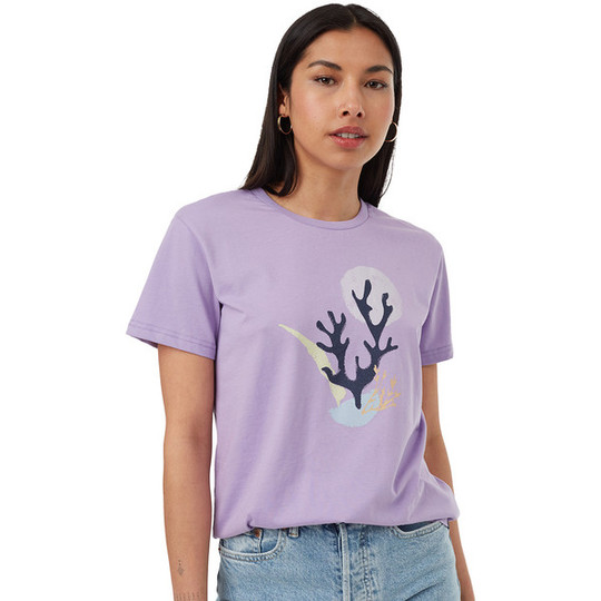 Tentree W Coral T-shirt - Viola/dress Blue - Naiset - S - Partioaitta