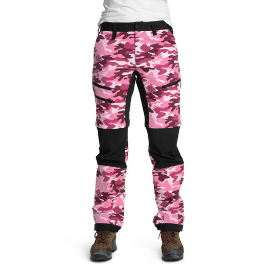Is Not Enough Arete Zipoff Pants - Fuchsia Pink Camouflage - Naiset - XS - Partioaitta