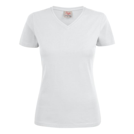 Printer Heavy V-neck Lady T-paita Valkoinen XS