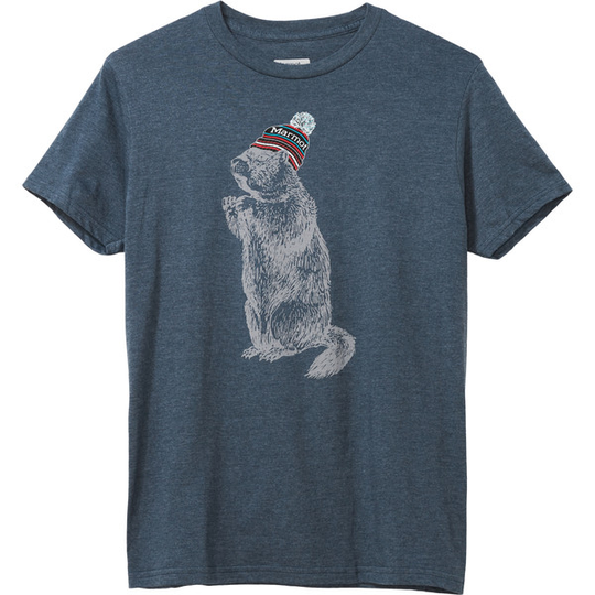 Marmot Pom Pom Tee Ss - New Navy Heather - Miehet - S - Partioaitta