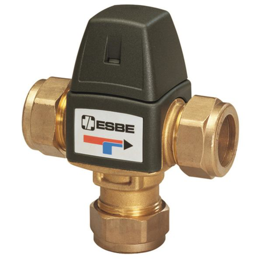 ESBE VTA323 Sekoitusventtiili kiristysrengasliitännällä, 22 mm 35-60 °C