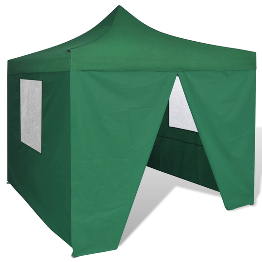 vidaXL Kokoontaitettava juhlateltta 4 seinällä 3x3 m vihreä