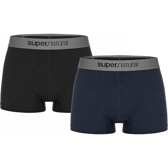 Supernatural M Base Boxer Double Pack - Jet Black Melange/navy Blazer - Miehet - S - Partioaitta