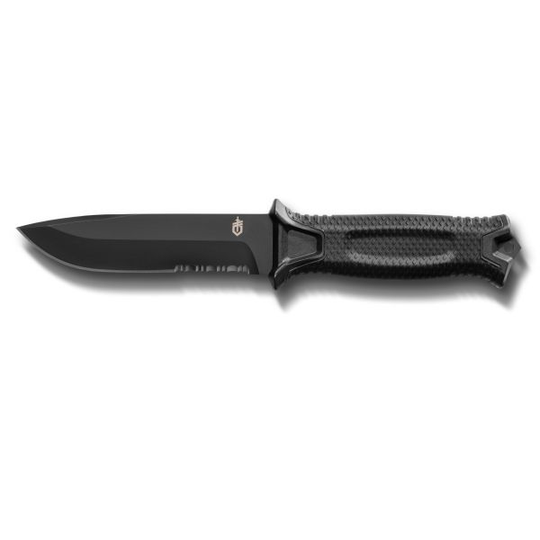 Gerber 1027840 Puukko Sahalaitainen, mukana tuppi, musta kotelo