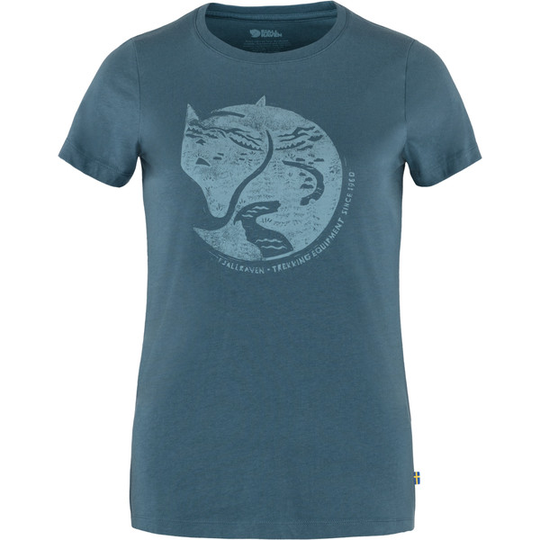 Fjällräven Arctic Fox Print T-shirt W - Indigo Blue - Naiset - L - Partioaitta