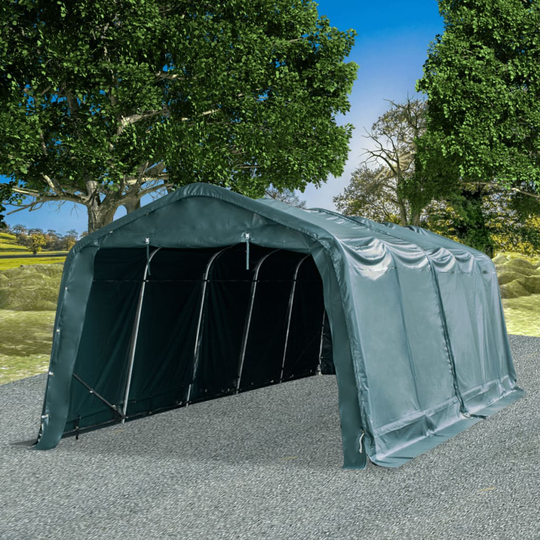 vidaXL Irrotettava karjateltta PVC 550 g/m² 3,3x8 m tummanvihreä