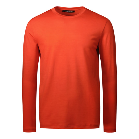 Formal Friday Ultrafine Merino Long Sleeve T-shirt - Orange - Unisex - XXS - Partioaitta