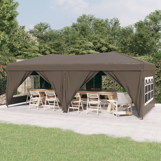 vidaXL Kokoontaittuva juhlateltta sivuseinillä taupe 3x6 m