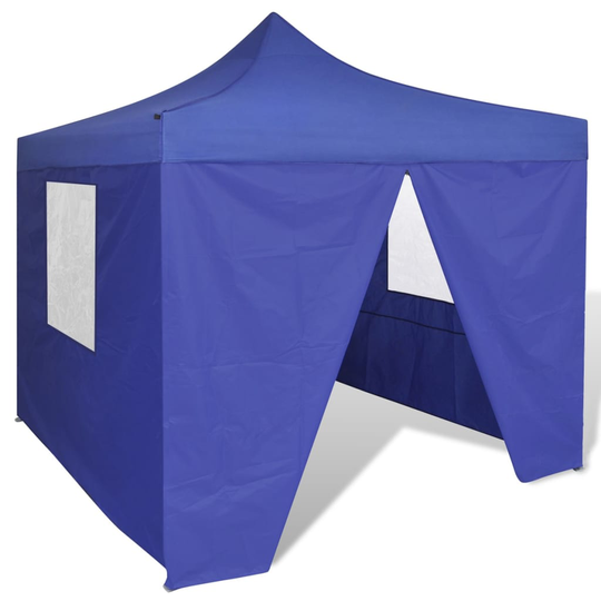 vidaXL Kokoontaitettava juhlateltta 4 seinällä 3x3 m sininen