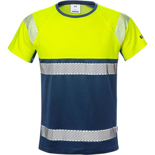 Fristads 7518 THV T-paita huomiokeltainen/laivastonsininen 2XL