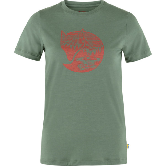 Fjällräven Abisko Wool Fox Ss W - Patina Green-terracotta Brown - Naiset - L - Partioaitta