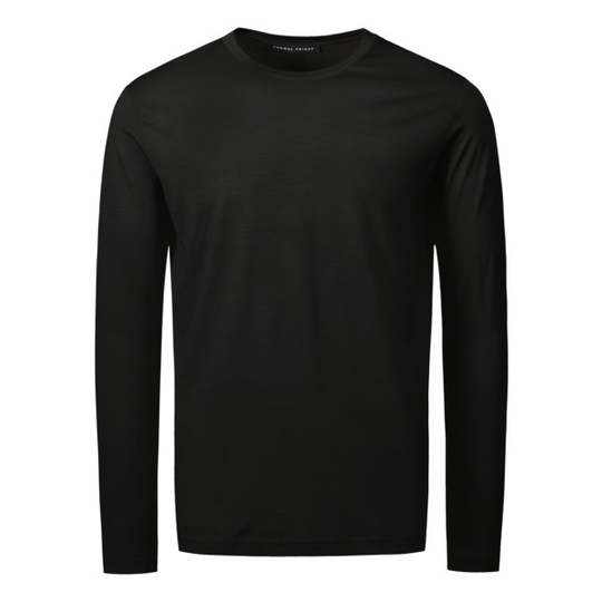 Formal Friday Ultrafine Merino Long Sleeve T-shirt - Black - Unisex - XXS - Partioaitta