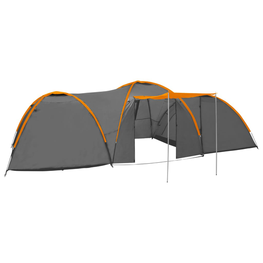 vidaXL Retkeilyteltta iglu 650x240x190 cm 8 henkilöä harmaa ja oranssi