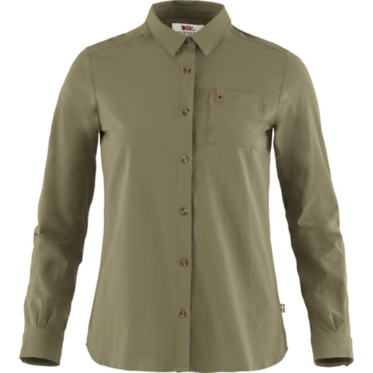 Fjällräven Övik Lite Shirt Ls W - Green - Naiset - L - Partioaitta