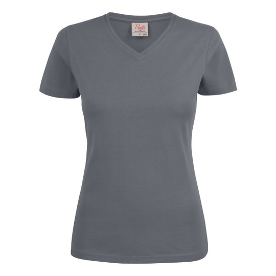 Printer Heavy V-neck Lady T-paita Teräksenharmaa XS