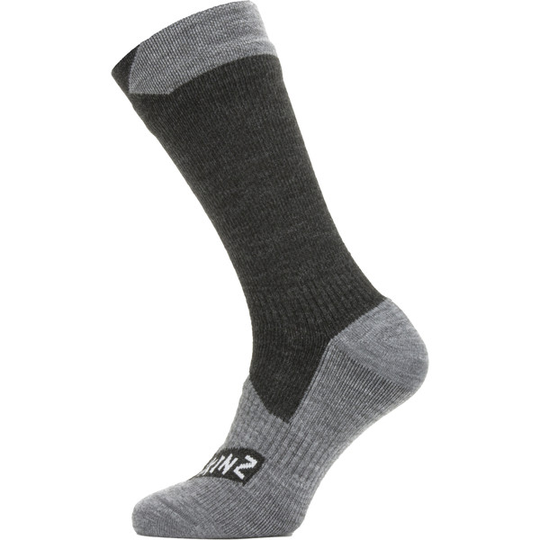 Sealskinz Waterproof All Weather Mid Length Sock - Black/grey Marl - Unisex - S - Partioaitta