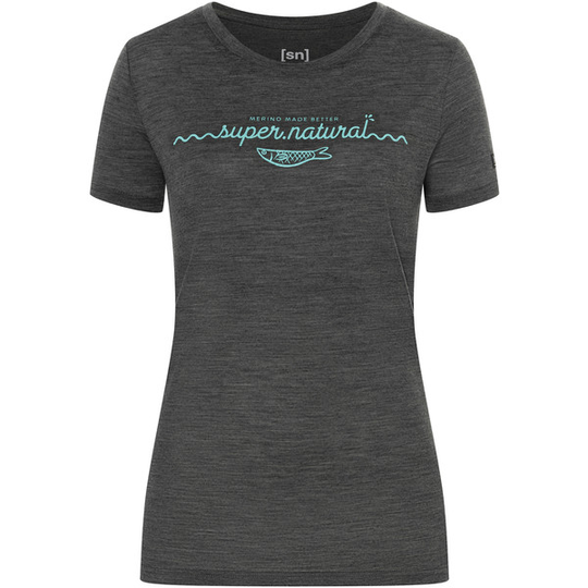 Supernatural W Marina Tee - Pirate Grey Melange/wasabi - Naiset - S - Partioaitta