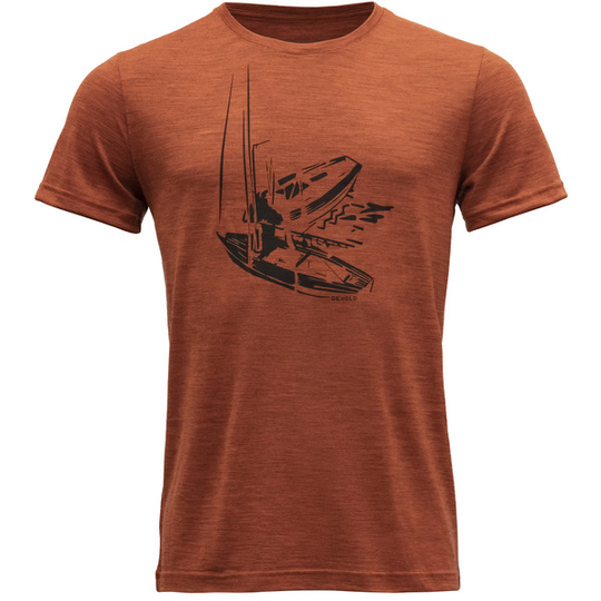 Devold Straumane Merino 150 Tee Man Melange - Brick Melange - Miehet - L - Partioaitta