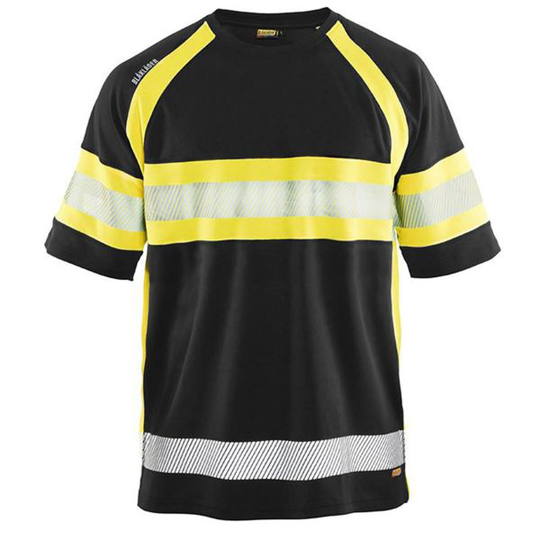 Blåkläder 3337105199336XL T-paita musta/huomiokeltainen, UV-suojattu, huomioväri Koko XL
