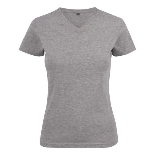 Printer Heavy V-neck Lady T-paita Harmaameleerattu XS