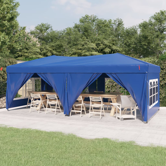 vidaXL Kokoontaittuva juhlateltta sivuseinillä sininen 3x6 m