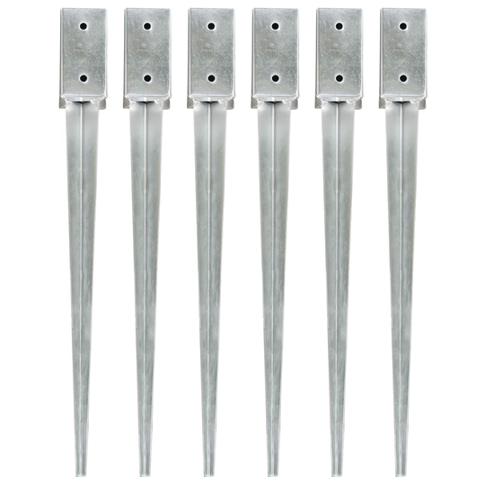 vidaXL Maapiikit 6 kpl hopea 7x7x75 cm galvanoitu teräs