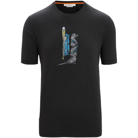 Icebreaker M Central Classic Ss Tee Otter Paddle - Black - Miehet - S - Partioaitta