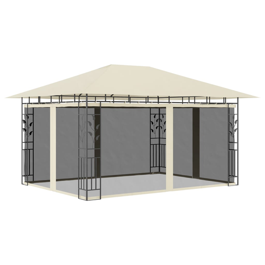 vidaXL Huvimaja hyttysverkolla 4x3x2,73 m kerma 180 g/m²
