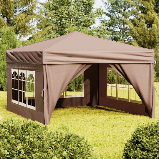 vidaXL Kokoontaittuva juhlateltta sivuseinillä taupe 3x3 m