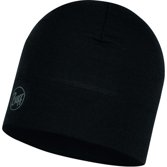 Buff Merino Midweight Beanie - Solid Black - Unisex - OneSize - Partioaitta