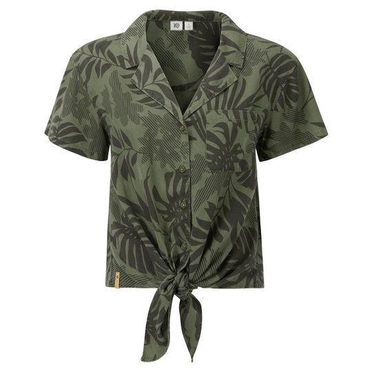 Tentree W Meander Tie Front Shirt - Agave Green/periscope Grey Vin - Naiset - S - Partioaitta