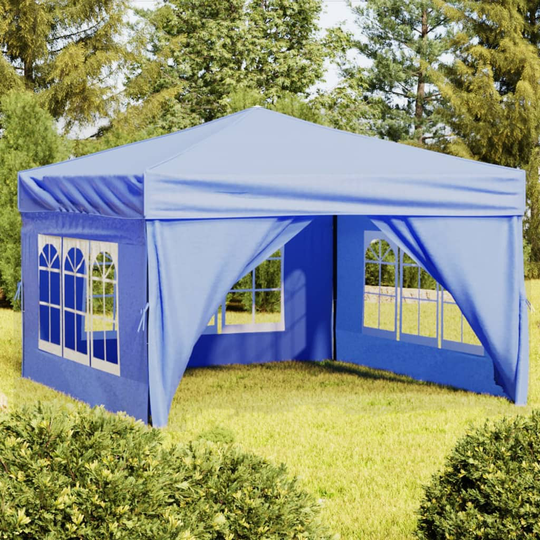 vidaXL Kokoontaittuva juhlateltta sivuseinillä sininen 3x3 m
