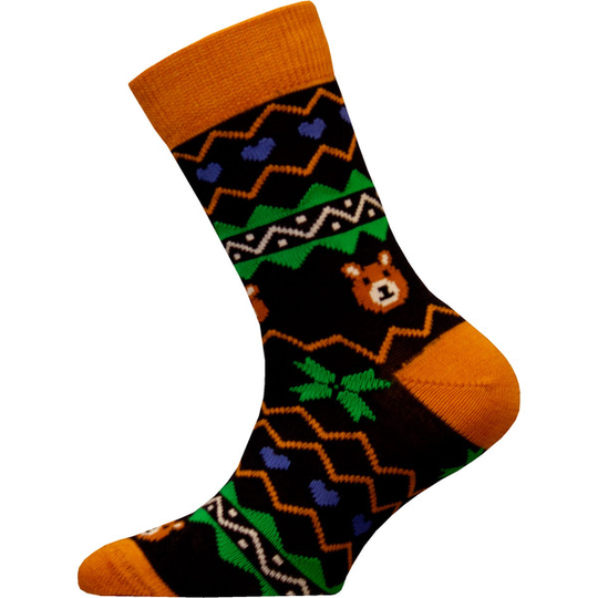 Sukkamestarit Merinovillasukat Kids - Fairisle Sydän Karhu T.sin - Unisex - 28-30 - Partioaitta