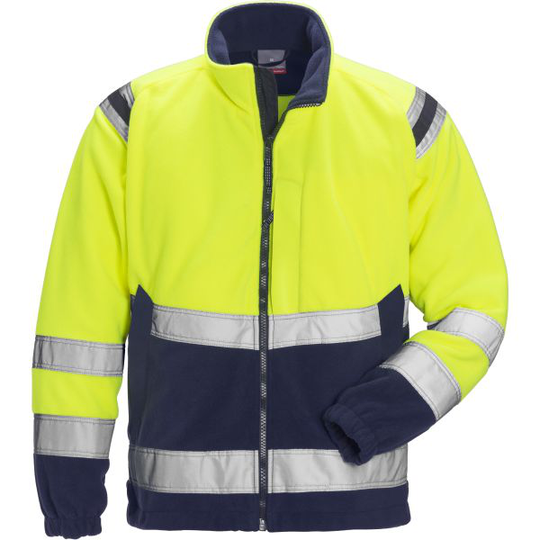Fristads 4041 FE Fleecetakki huomiokeltainen/laivastonsininen 2XL