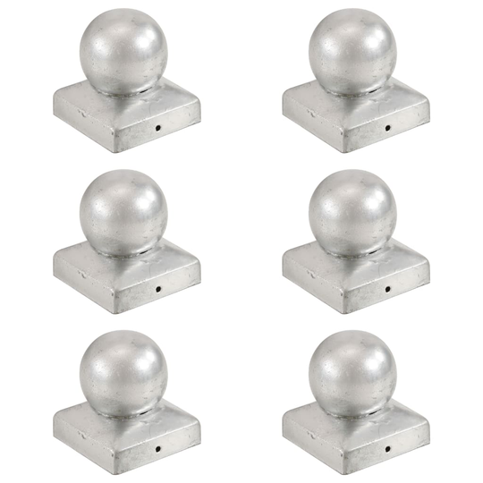 vidaXL Pallon muotoiset tolpan kärjet 6 kpl galvanoitu metalli 71x71mm