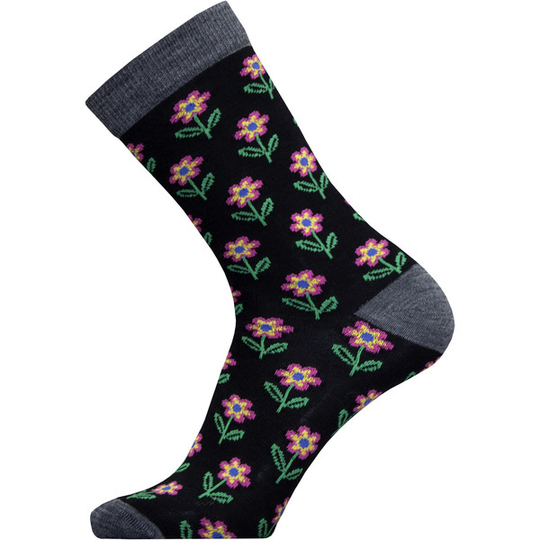 Sukkamestarit Merinovillasukat - Kukka Musta - Unisex - 35-38 - Partioaitta