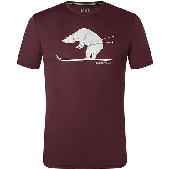 Supernatural M Skiing Bear Tee - Wine Tasting/feather Grey - Miehet - M - Partioaitta