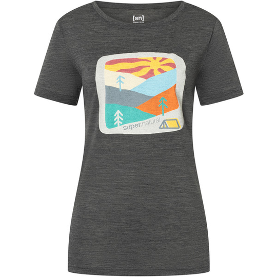 Supernatural W Mountain Art Tee - Pirate Grey Melange/various - Naiset - S - Partioaitta